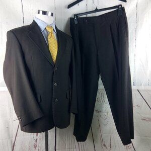 Corbin Ltd Dillard's 40R 3 Button Brown 2pc Suit 32x26.5 Pleated